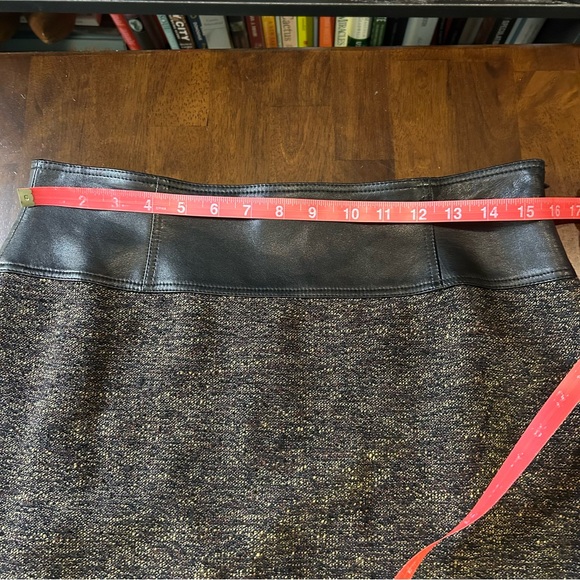Lafayette 148 Leather and Brown Tweed Pencil Skirt Size 10 - Picture 8 of 10